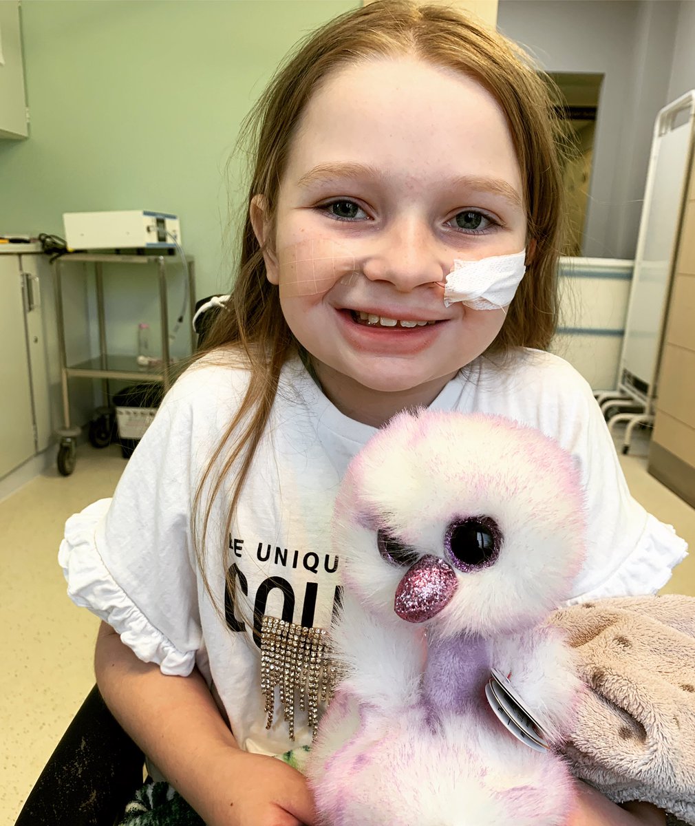 Islas finally home after a few days at GOSH for some planned investigations - as always she been so brave #islassmiles