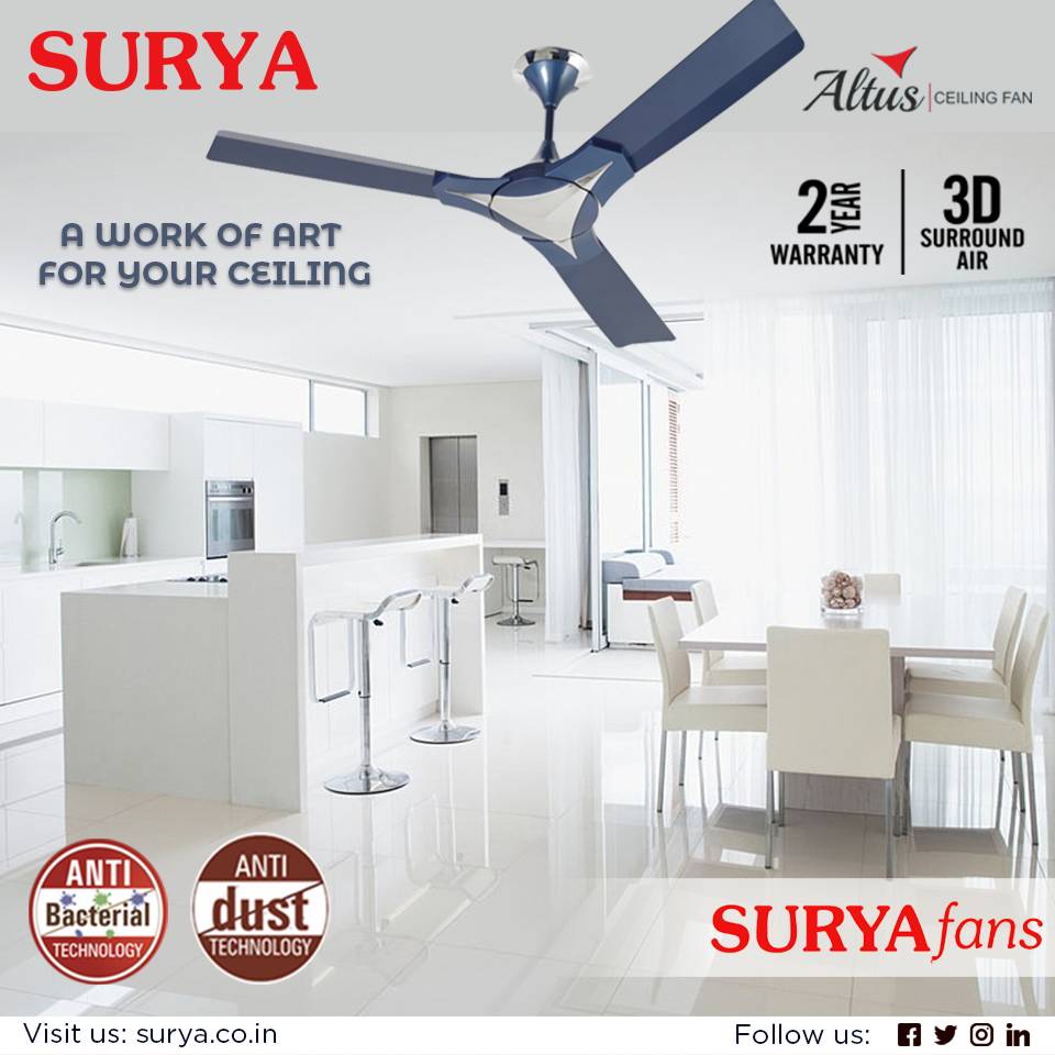 surya_roshni's tweet photo. #Surya #Altus #Fan is premium ceiling fan with modern design. Its attractive finish gives your ceiling a classy look and it blends with any decor scheme
Visit us at: https://t.co/SxiVI3uTwB
#ceilingfan #highspeed #CoolAir #PremiumFan https://t.co/c6W18Ff3EP