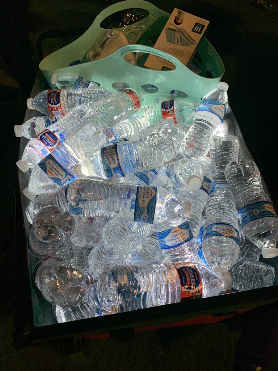 We are out here staying hydrated from this glowing wagon of water bottles.