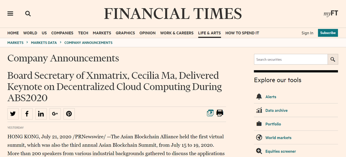 SuperXnMatrix's tweet photo. Board Secretary of Xnmatrix, Cecilia Ma, Delivered Keynote on Decentralized Cloud Computing During ABS2020
https://t.co/394bmtBcsJ https://t.co/FN1OMSGCIK