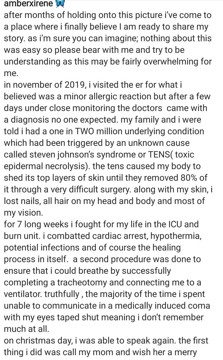 AthiMtongana's tweet photo. 22-year Amber from Atlanta, Georgia (USA) has a one in 2 million underlying condition. It is triggered by toxic epidermal necrolysis (TEN), read her story below. #BeComfortableInYourSkin https://t.co/WakVjv4bxF
