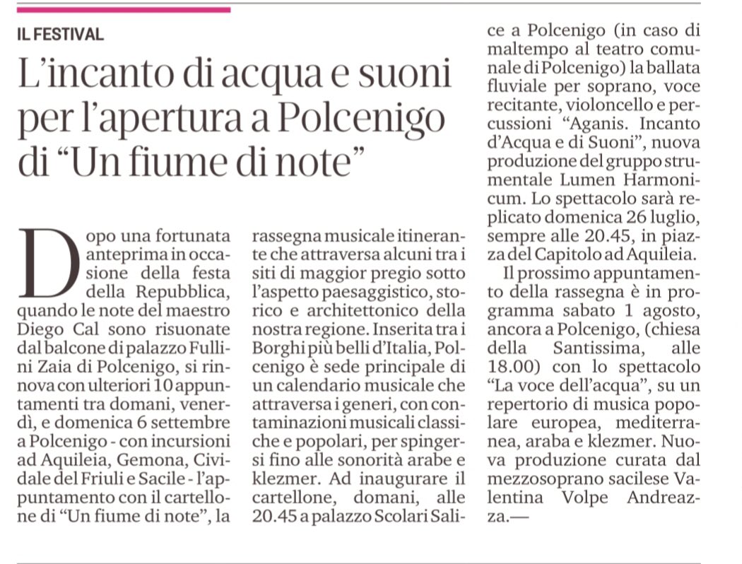 GibelliTiziana's tweet photo. A #Polcenigo e #Sacile e a #Gemona, #Aquileia e #Cividale la musica e le suggestioni di #UnFiumeDiNote 🙂 #CulturaSportFVG @regioneFVGit @anci_fvg @luca_perrino @somewherefvg @IlFriuli https://t.co/OTXSqDnGaX