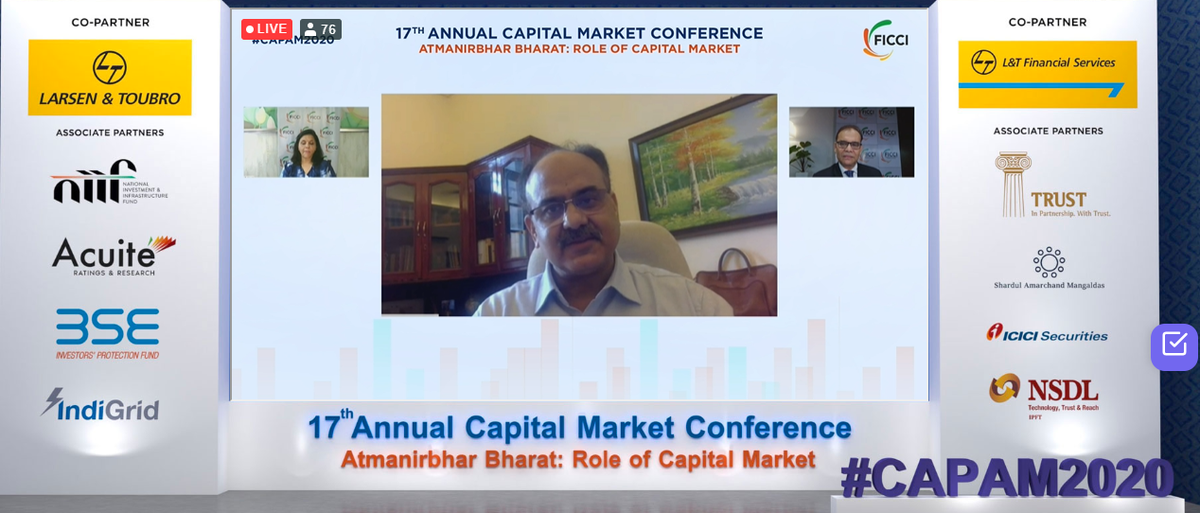 ficci_india's tweet photo. Mr Ajay Bhushan Pandey, Finance Secretary, @FinMinIndia addresses #CAPAM2020 organized by @ficci_india. https://t.co/BwJNqOgxZl