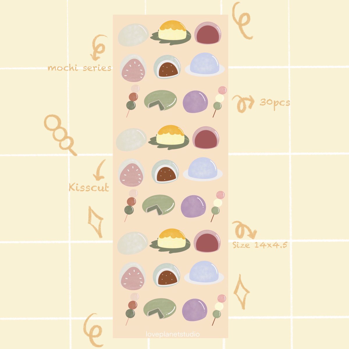 svtcrumbz's tweet photo. Mochi series sticker🍡✨ 
-
IDR 12K
Size 14x4.5cm
30pcs/stripe
Kisscut sticker
Order by dm/shopee 
-
Happy shopping!🛒❤️🪐

#stationery #stationeryjakarta #stationerymurah #stickermurah #stickerlucu #stickerjakarta #alattulis #studygram #bulletjournal #decosticker https://t.co/f8u6UqYaBD