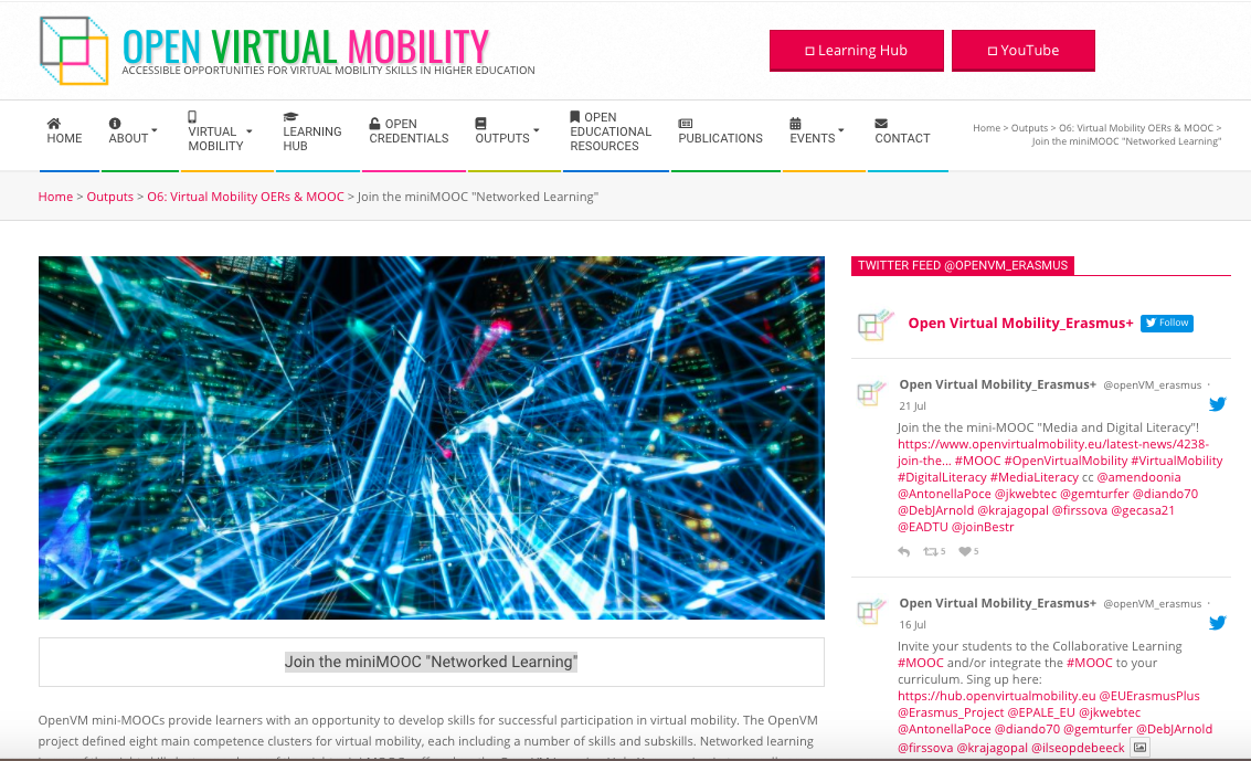 Join the miniMOOC "Networked Learning" openvirtualmobility.eu/latest-news/42… you can start anytime! #Openvirtualmobility #virtualmobility #virtualexchange #MOOC <a href="/Erasmus_Project/">Erasmus+ Projects</a> <a href="/EPALE_EU/">EPALE - Adult Learning EU</a> <a href="/amendoonia/">Francesca</a> <a href="/AntonellaPoce/">Antonella Poce</a> <a href="/gemturfer/">Gemma Tur</a> @ilseopdebeeck <a href="/krajagopal/">Kamakshi Rajagopal</a> @DebJArnold <a href="/jkwebtec/">jkwebtec</a> <a href="/gecasa21/">GERARD CASANOVA</a> <a href="/diando70/">Dr. Diana Andone</a>