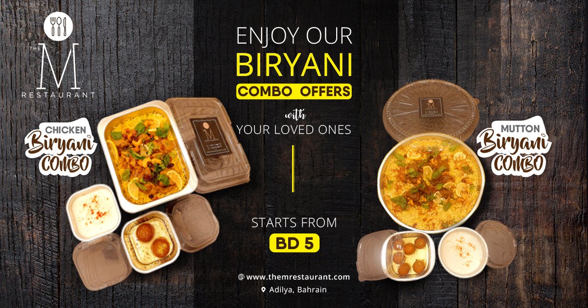 The M Restaurant on X: #Biryani Combo Offers? Starting at only