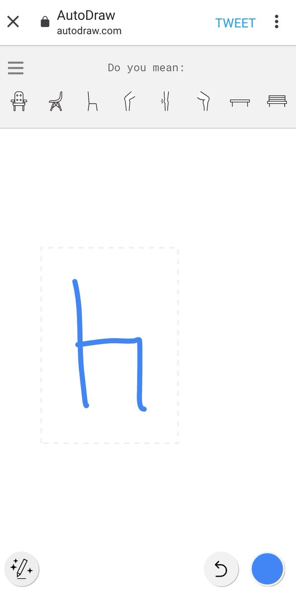 AgenceCoaxe's tweet photo. Ah Google et ses gadgets dont on ne peut plus se passer.
Aujourd'hui j'ai découvert le petit dernier @AutoDraw  https://t.co/fEo4krbWx7
Vous faites un dessin super simple il le convertit en icône stylisée.
Voici mon test #chaise
#AutoDraw #picto #icone https://t.co/ujATZkXvY6