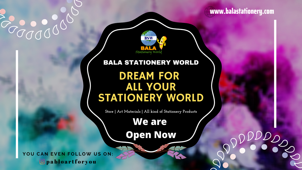 Bala_Stationery's tweet photo. hey! We are Open!!
https://t.co/KYGVpZqoQD
#artmaterials #art #painting #paintings #color #colorful #art #design #artoftheday #canvasboard #canvas #canvasart #artgram #artist #artworks #artworld #artistsoninstagram #school #college #artist #hpbalastationeryworld #jayangar https://t.co/P7vECRTu4G