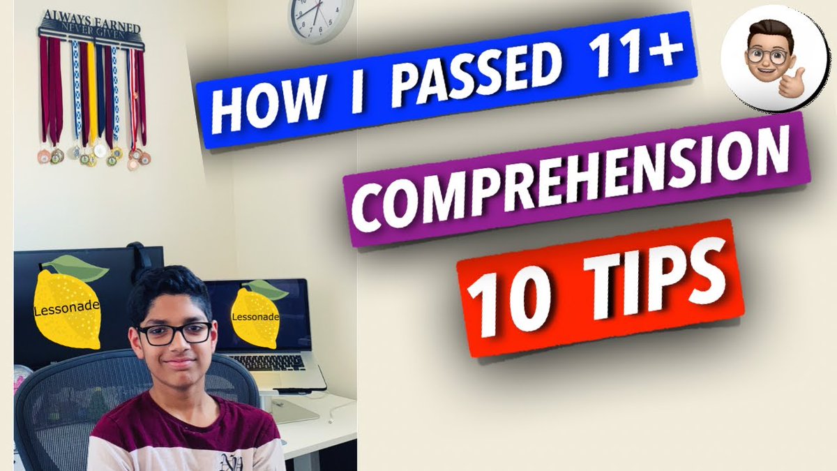 lessonade's tweet photo. How to pass 11+ exam & my experience on 10 COMPREHENSION TIPS 11 plus/grammar school exam tips
https://t.co/dnpCytNhTP
#Lessonade #comprehension #english #11plusenglish #11plus #elevenplus #11plusexam #11plusexam2020 #comprehensiontips #11PlusExamPreparation #11PlusMockExams https://t.co/1yWs29OJ8z