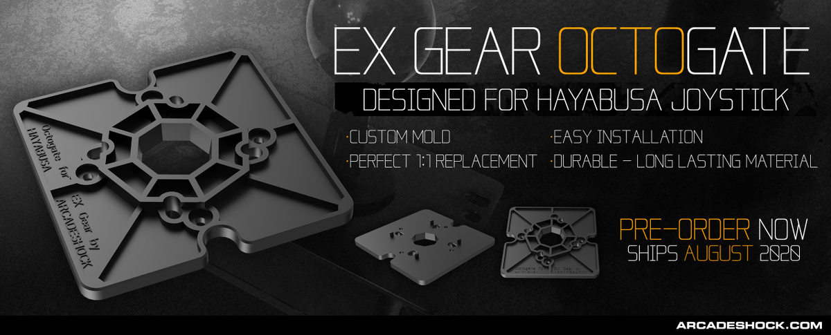 ArcadeShock's tweet photo. ARCADESHOCK EXPO Product #4
The #ESSENTIAL
EX GEAR Octogate for Hori Hayabusa Joystick (non-silent)
Perfect fit - High Grade Material - Easy Install - Produced from custom mold
We'll open up pre-orders for this next week
#hori #hayabusa #joystick #octogate #exgear https://t.co/Kyrr57PAtN