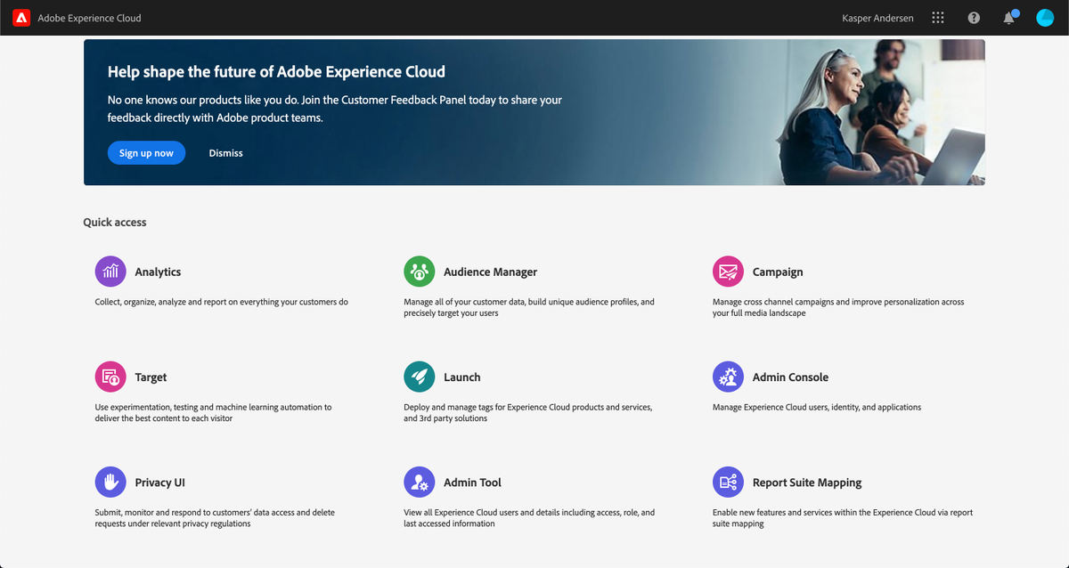 _kandersen's tweet photo. Vacation is over, back in the office and weather went from rain and windy to somewhat hot and sunny ☀️🤦🏼‍

What's also here is the new Experience Cloud landing page 🙌🏻🎉

#adobeexperiencecloud #whatsnottolike https://t.co/rR4FIaGfv1