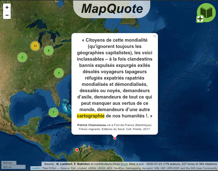 neocartocnrs's tweet photo. [Update] Mapquote: the map of quotes about the maps in the novels (in french). #MapQuote 
▶️ https://t.co/YDZmVoPzPa https://t.co/Ijs8g0k391
