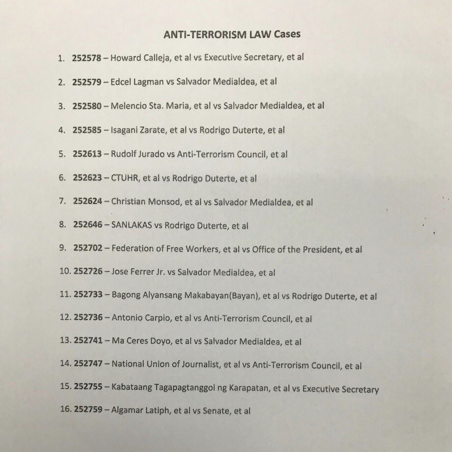 inquirerdotnet's tweet photo. With 16 petitions filed so far and more expected, the Anti-Terrorism Act of 2020 is on its way to being the most constitutionally challenged law before the Supreme Court. | @dpazzibuganINQ https://t.co/rYhZ3nwZqw