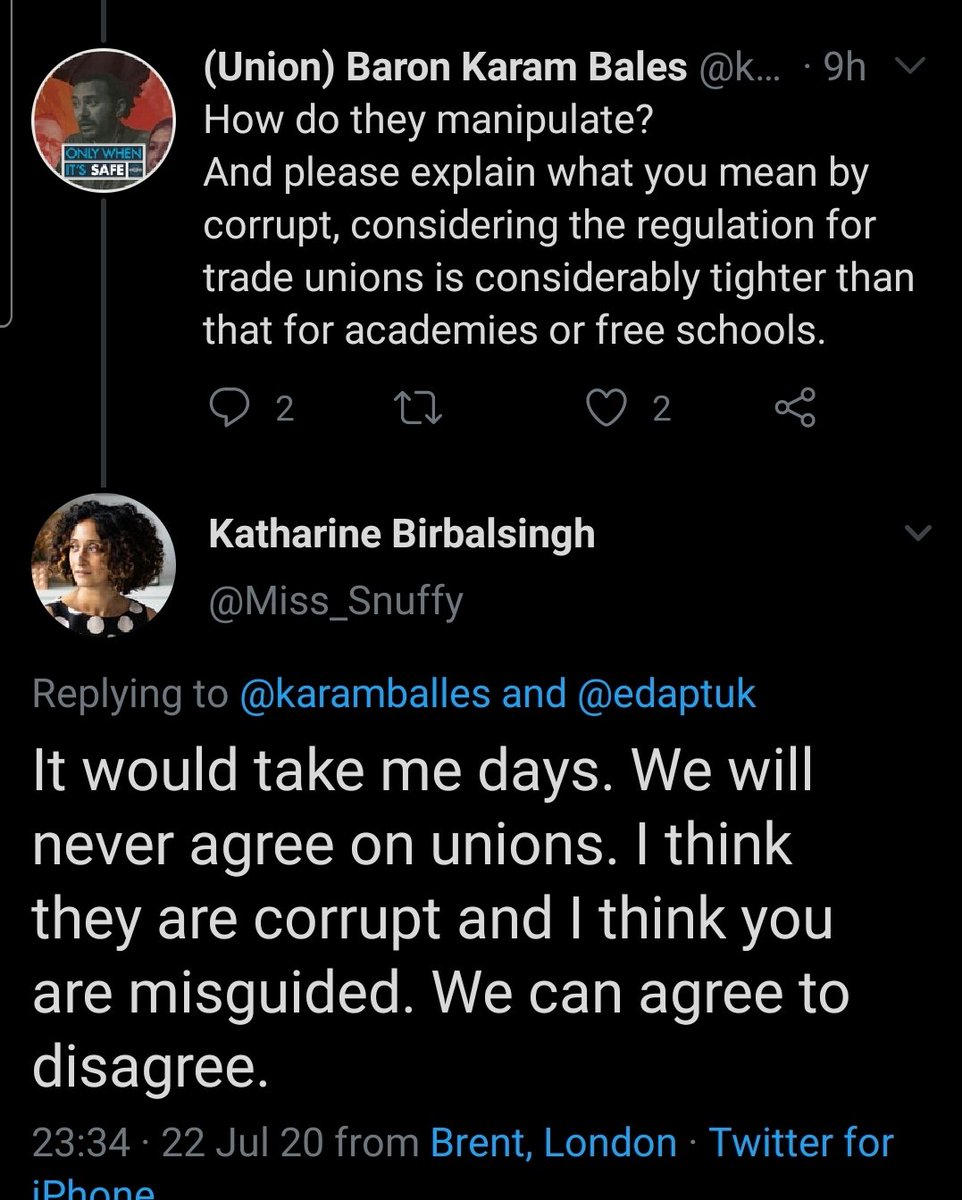 2/ Manipulation or representaion a survey where 100s of thousands responded in a few days well over 90% of NEU members supported their stanceAs for accusing and then not providing any evidence because there's so much it would take days?How does that work as critical thinking?