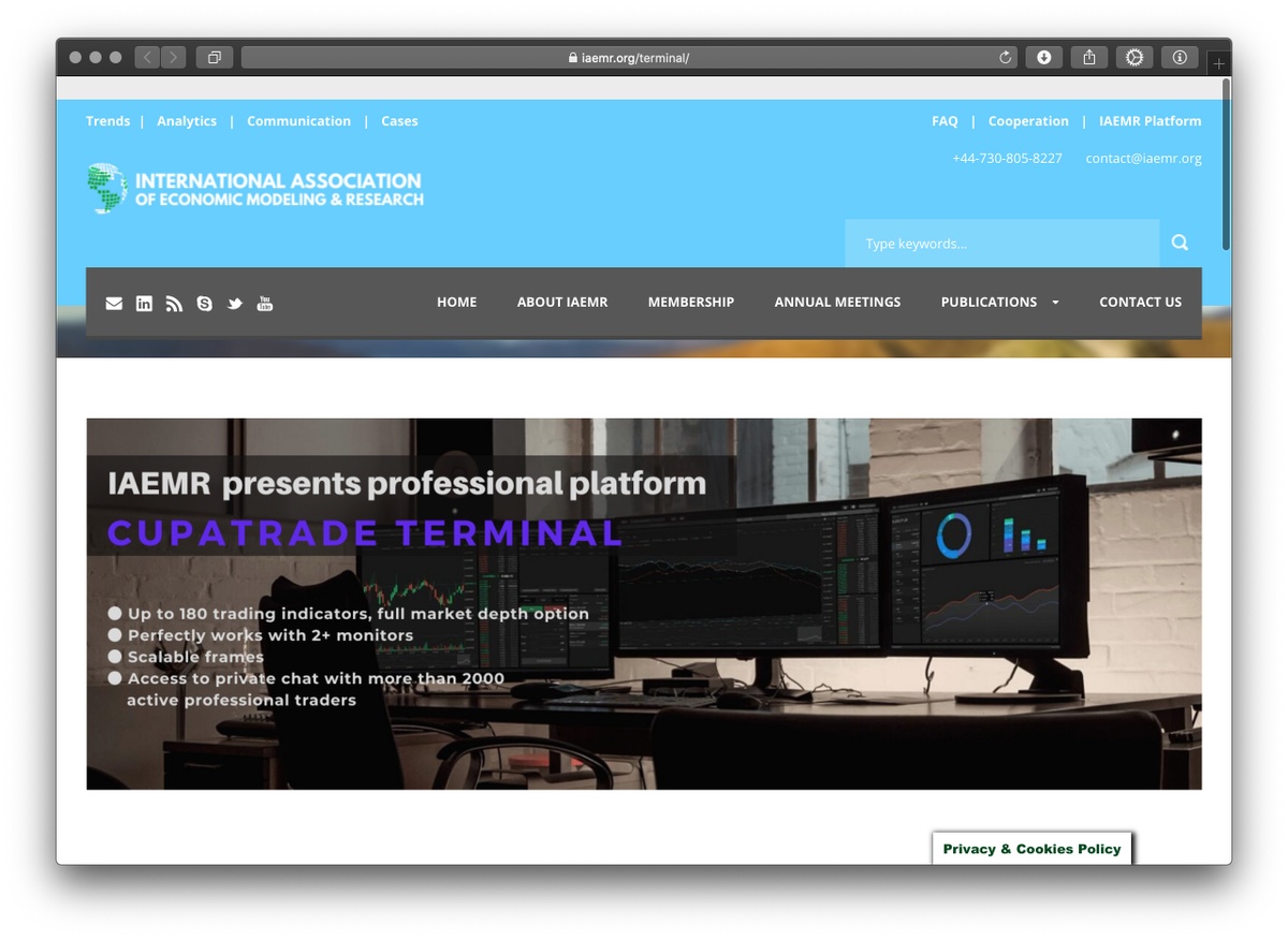 The download page is not linked from the main website; you need to know the URL. It has a link to a ZIP file which contains the “IAEMR Platform” or “CupaTrade Terminal” (a name used in previous campaigns) application. 3/7