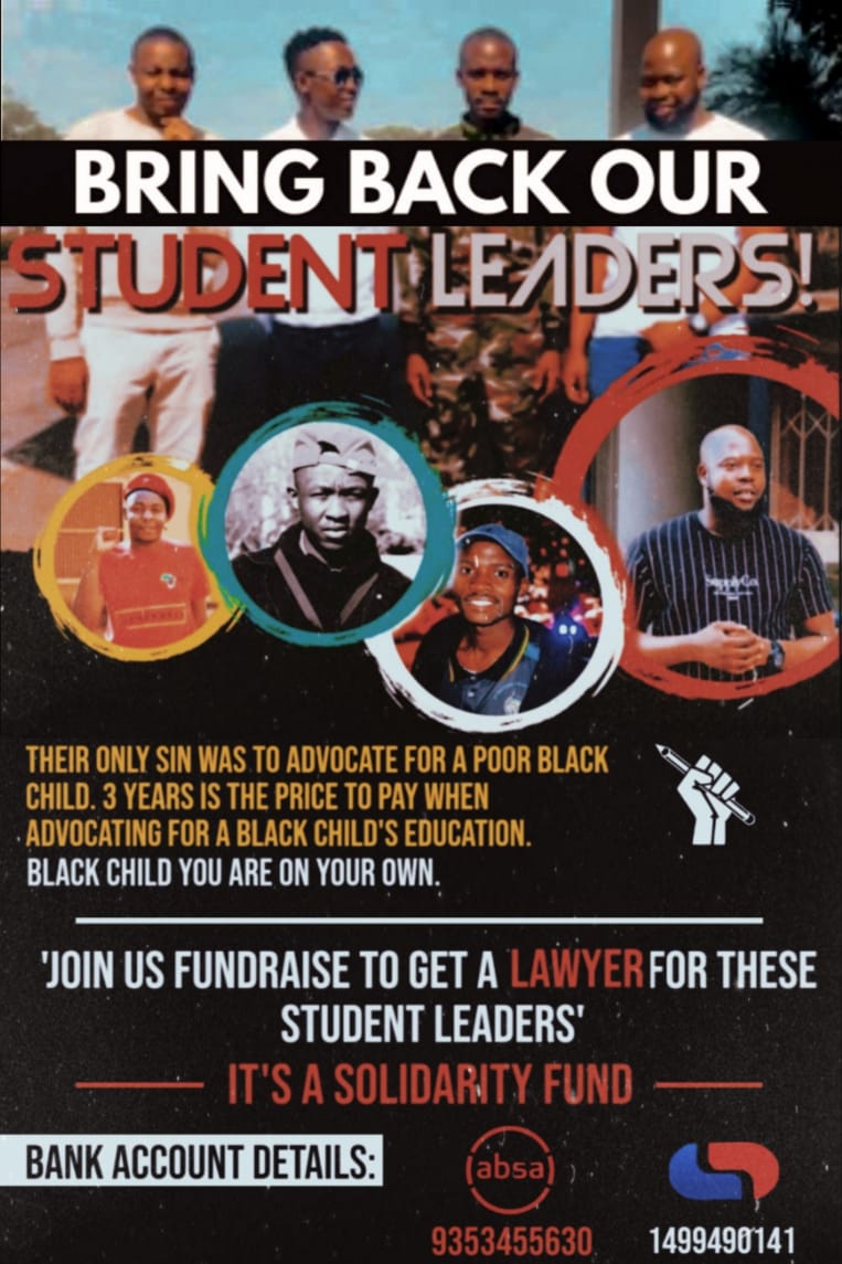 EFFSC_VUT's tweet photo. Greetings
We are appealing to the general public to assist our suspended student activists with financial support to pay for a legal representative as they are taking the matter to court. Any kind of donation will be appreciated❤️
@City_Press
@News24
@SABCNews
@radiovutfm https://t.co/hhjbiWMMdR