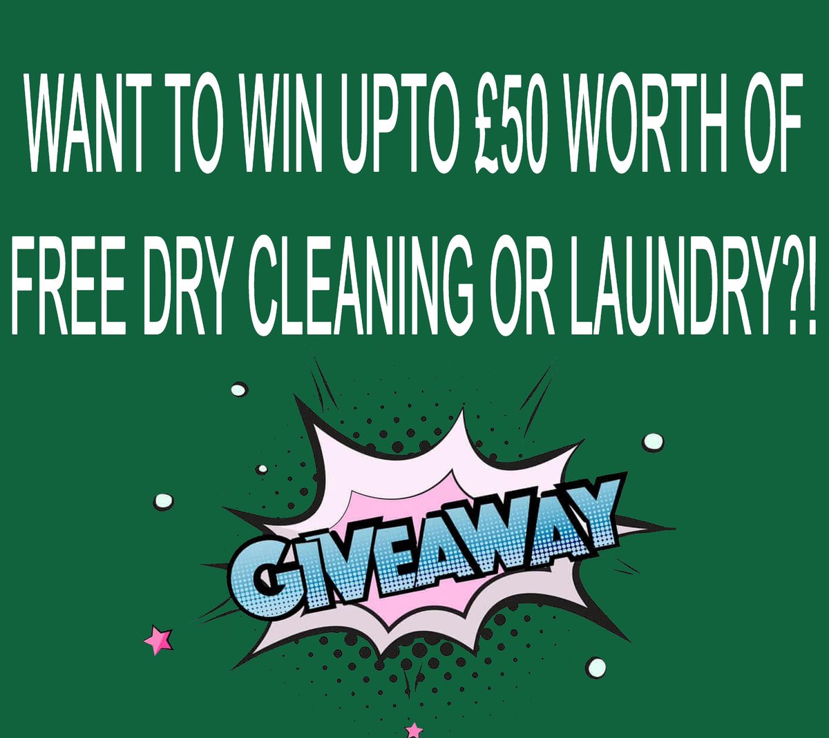 johnsons_st's tweet photo. This is your last chance to enter our giveaway to win £50 worth of dry cleaning or laundry 🤑 Closing date is sunday 26th July! Follow the link below to enter 
https://t.co/WvO9Yi59Gj

#manchester #manc #mcr #drycleaning #laundry #free #giveawaycontest #GIVEAWAY #GiveawayAlert https://t.co/HDjxZwIgjM