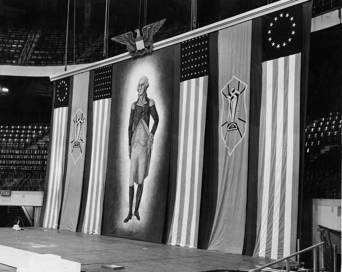 George Washington, the American flag, and a swastika. The rally, held by a pro-Nazi organization, sent shivers down many spines in the US. And the question was raised: Could, what happened in Germany, happen here? #history  #ww2