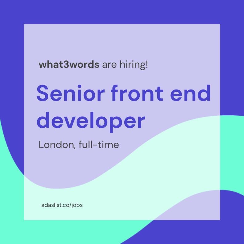 🙌Fab job🙌

Join UK start-up  <a href="/what3words/">what3words</a> as an experienced Senior Front End Developer. You'll know code and enjoy creating engaging experiences that ppl love to use.

Apply online by 31 Aug 👇
what3words.com/senior-front-e…

#womenintech #womeninstem #womenwhocode #girlswhocode