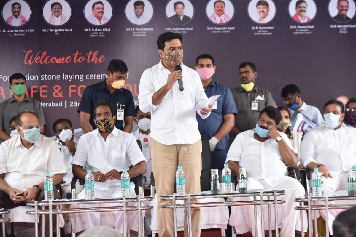 KTR_News's tweet photo. హైదరాబాద్, నెక్లెస్‌ రోడ్డులో నిర్మించనున్న నీరా కేఫ్‌ మరియు ఫుడ్ కోర్ట్ నిర్మాణానికి శంకుస్థాపన చేసిన మంత్రులు @KTRTRS , @VSrinivasGoud @YadavTalasani https://t.co/nud1Y4XUnP