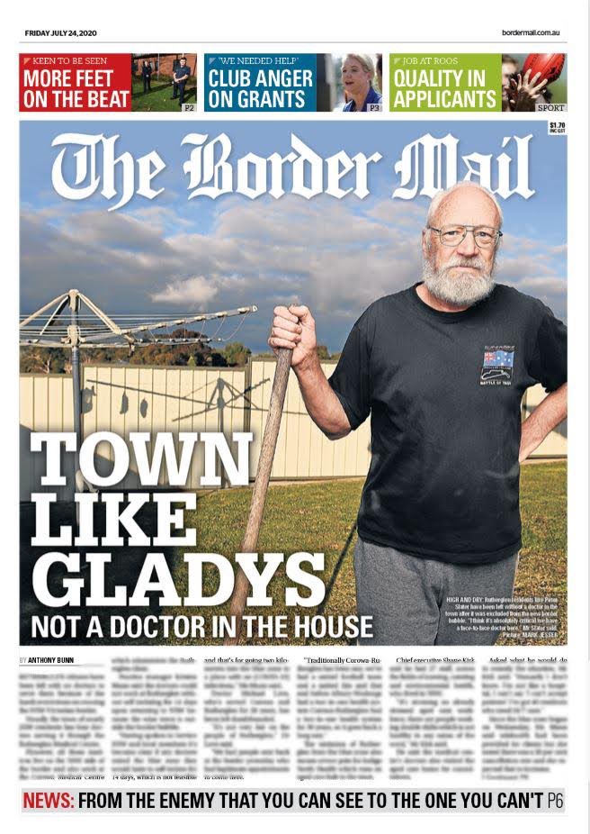 sophiemboyd's tweet photo. Tomorrow’s @bordermail front page and a call @gladysb to visit, so she can see the impact and explain the border closure. https://t.co/efWzdb1eDY @jcoe00 @david_johnston5 https://t.co/1h9izCe9yh