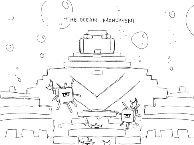 Dum Beeches back at it again with the Minecraft shenanigans MFMDMF 

@PeachesnKweem @wenxol and I's first Ocean Monument. All underwater •3• 