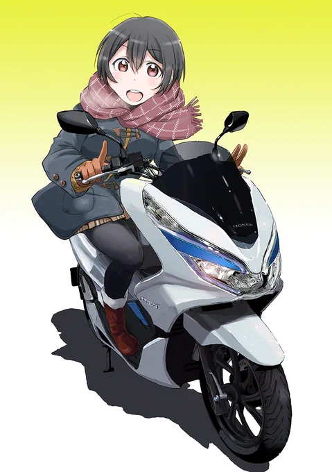オフ車を描くのも大変だけど実はスクーターが結構造形がつかめなくて難易度が高い。と、今描いてて改めて思った。。。 