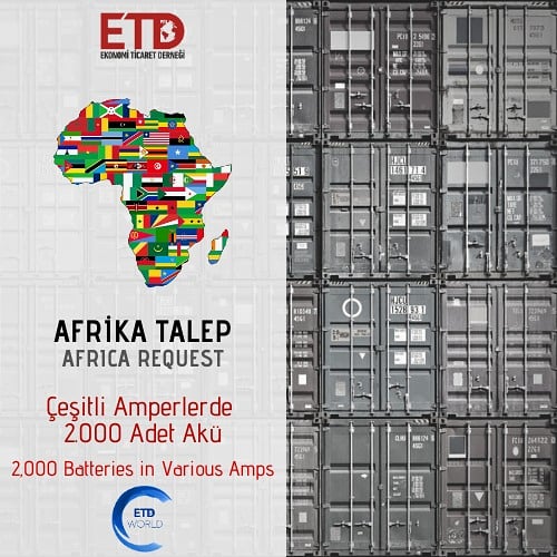 etdworldtr's tweet photo. 🌍 Afrika Talep
📦 Akü

500 adet 40lik amper
500 adet 55lik amper
500 adet 70lik amper
200 adet 50lik amper
200 adet 60lik amper
100 adet 90lik amper

İlgili talep ile alakalı, 

Selahaddin Uddin
ETD Dış İlişkiler Koordinatörü
+90 552 248 30 80 https://t.co/8fIYWhiceg
