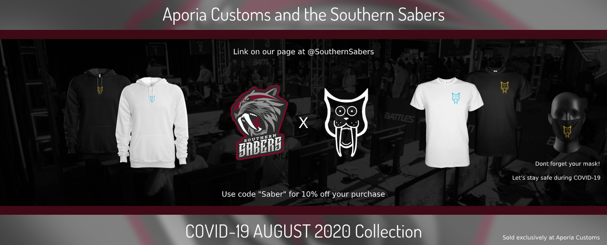 Medii_m8's tweet photo. Thanks to @AporiaCustoms for bringing us our new design line. Go grab your mask and hipster Saber logo now in the shop!

Use code "Saber" for 10% off.
Link on our page.

#SouthernSabers https://t.co/o7unOYBOrk