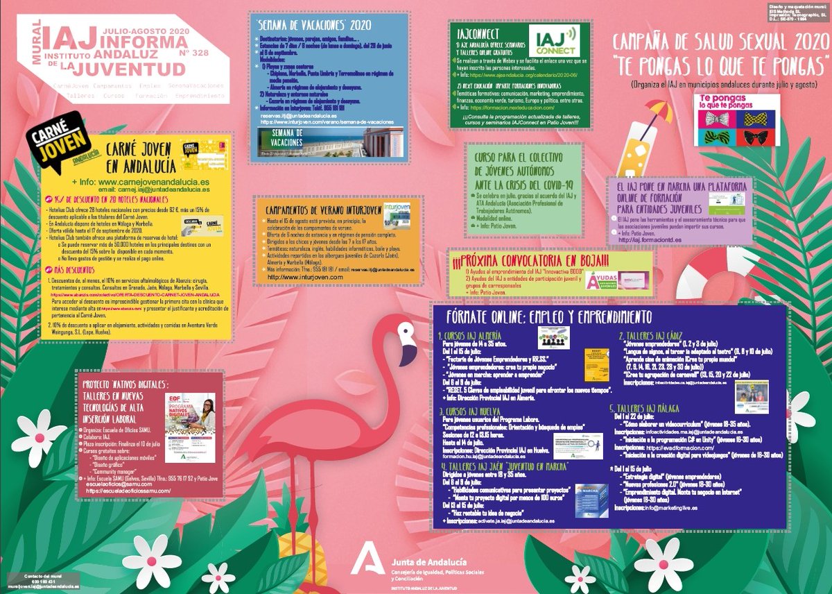 IAJuventud's tweet photo. 🔴 Os recordamos que ya tienes disponible nuestro #Mural #IAJInforma de los meses de julio y agosto.
✅ Información sobre talleres, inserción laboral, formación, salud sexual y mucho más.
👉 Descárgatelo aquí https://t.co/oBG43fW1CA. https://t.co/kYacew5hwp