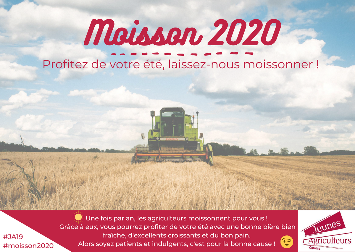 [ACTUS - Moisson 2020] 🌾🚜

Profitez de votre été ☀️, laissez-nous moissonner !😉

#JA19 #moisson2020 #agris #mangezfrancais
