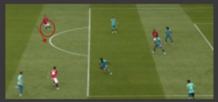 Apart from being smart in the positioning regard, Greenwood often performs small movements to maximise the space and time he has when receiving; see his feint versus Bournemouth to create the extra yard for his first touch: