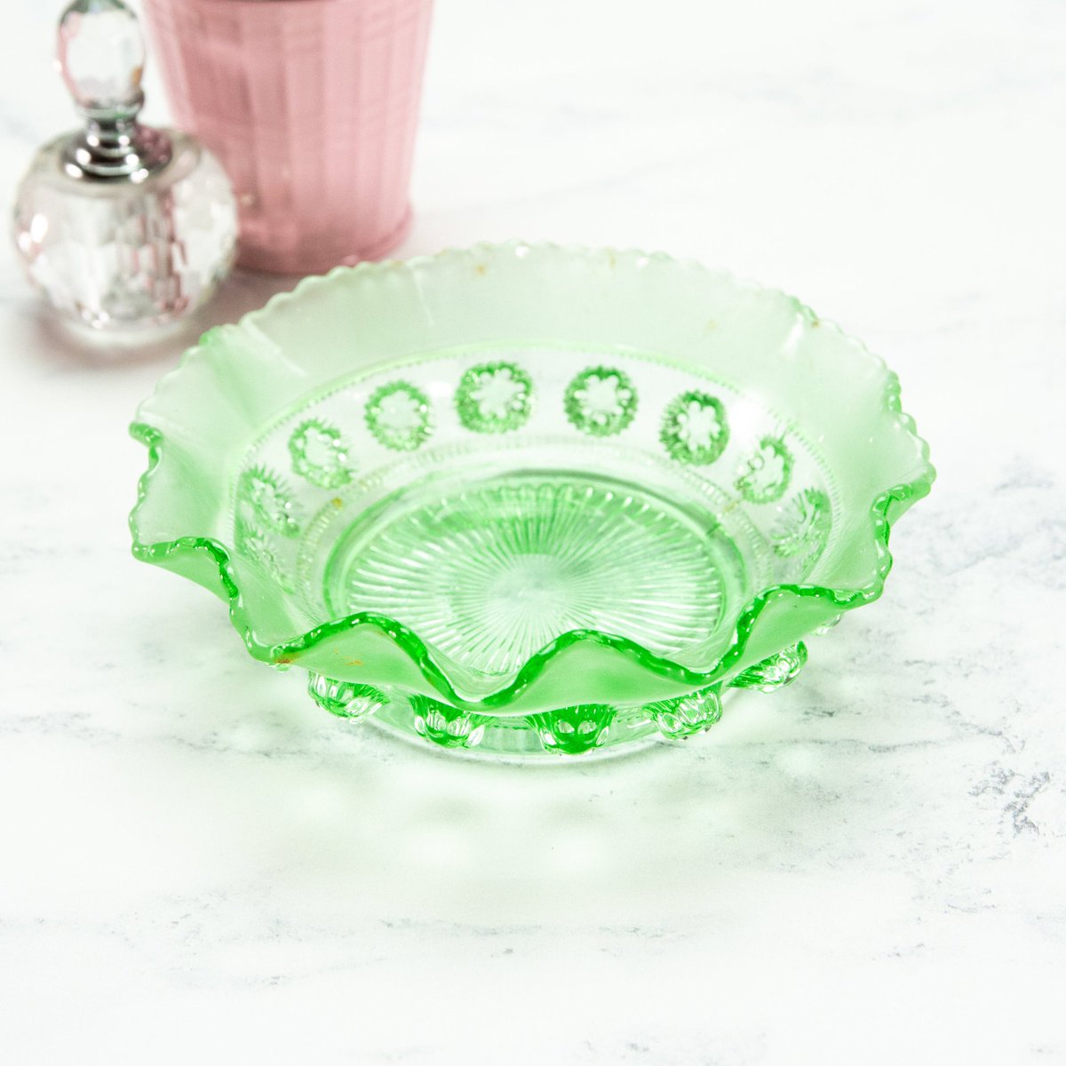 We have some great vintage items #etsy shop: Vintage Green Glass Candy Dish #vintageglassware etsy.me/3eX7jmy