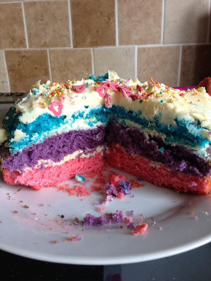 Shutterybug's tweet photo. Korra made a cake....but we forgot to take a picture before it was cut 🤦🏻‍♀️ it’s a 3 layer a lemon sponge with vanilla buttercream and an excessive amount of sprinkles! @WhitegateLibra1 https://t.co/himDHd0pYA