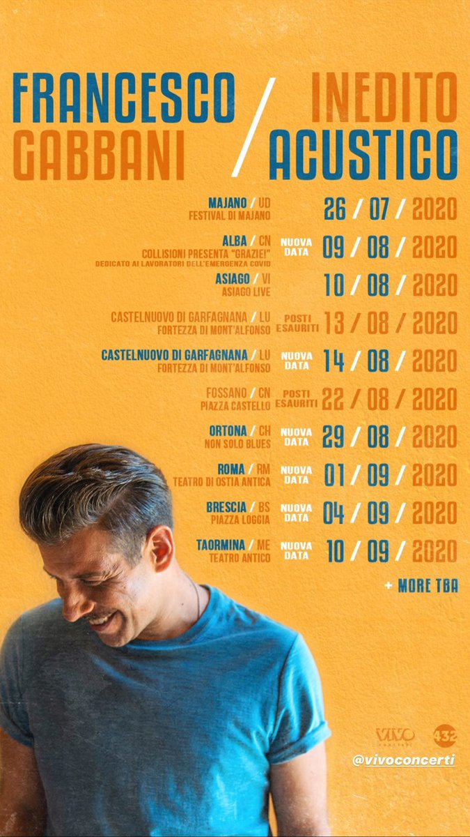 _GabbaFamily's tweet photo. Nuove date per #ineditoacustico.
Le prevendite per le nuove date saranno disponibili da domani, Venerdì 24 luglio, alle ore 11 su ticketone.

#GabbaFamily https://t.co/jFt6nD0MOn
