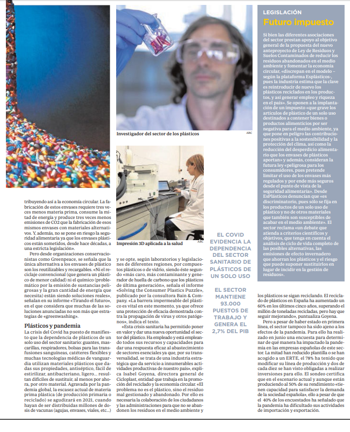 Cicloplast_com's tweet photo. El domingo, el @abc_es publicaba un especial en el que se destacan la capacidad de reinvención y adaptación de la industria del #plástico, así como las oportunidades para las empresas que apuesten por la innovación, el #ecodiseño y el desarrollo de productos más #sostenibles. https://t.co/pXsn3np1zz
