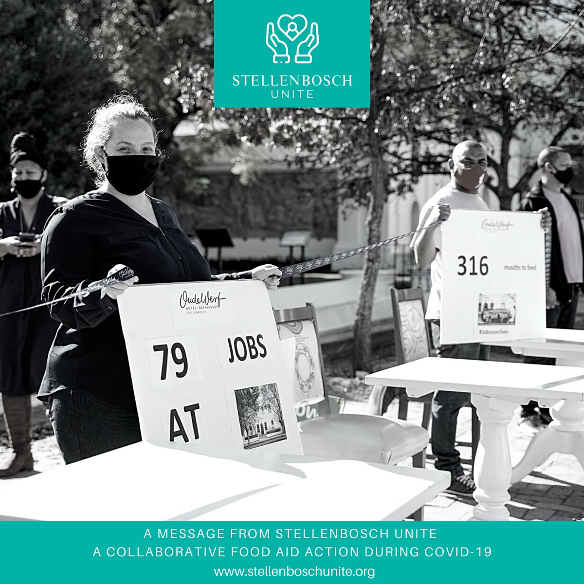 #JobsSavesLives 79 Jobs, 316 mouths to feed at Oude Werf.

We need R230 000 per week to sustain the SU emergency food aid.  To donate now, visit stellenboschunite.org

 #stellenboschunite #stellenbosch #southafrica 
<a href="/VisitStellies/">Visit Stellenbosch</a> <a href="/StellWineRoute/">Stellenbosch Wine Routes</a> <a href="/Eat_Out/">Eat Out</a> <a href="/News24/">News24 🇿🇦</a>