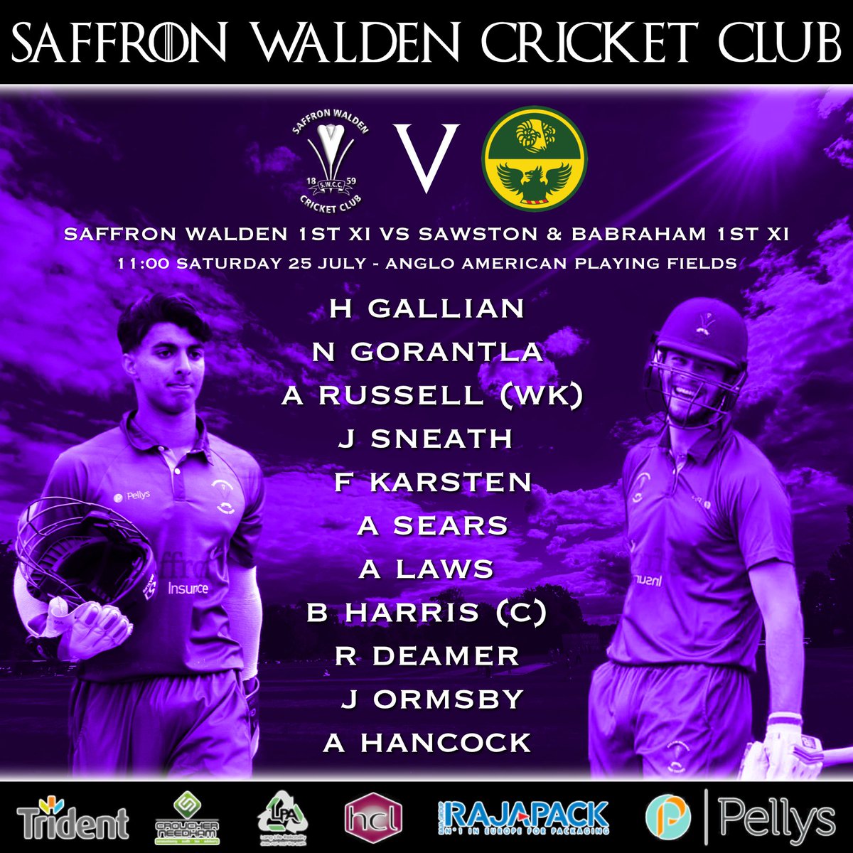 This Saturday the 1st XI welcome back <a href="/SBCC_19/">Sami</a> to the Anglo American Playing Fields for the first league match of the season. The bar will be open and play starts at 11am #crocus #cricket #saffronwalden #crocuscricketcommunity <a href="/swtic/">Saffron Walden TIC</a> @cricket_EAPL