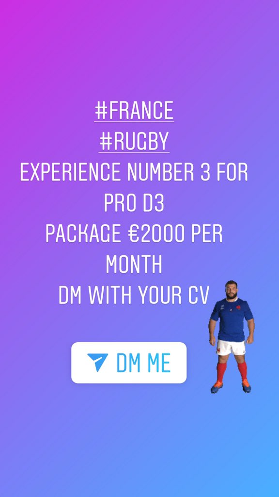 rugbymanagement's tweet photo. Experienced Number 3 required for #France #Rugby #ProD3 please #DM your #CV
2000 net per month https://t.co/GYKbf5KHbR