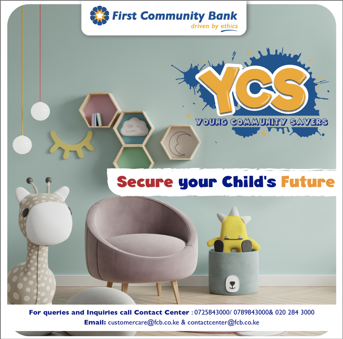 premierbank_ke's tweet photo. Want to secure your child's future? Open a YOUNG COMMUNITY SAVERS account for them and help nature a saving culture in them. #FCBcares #FCBforAll https://t.co/Dh9V1qRuig