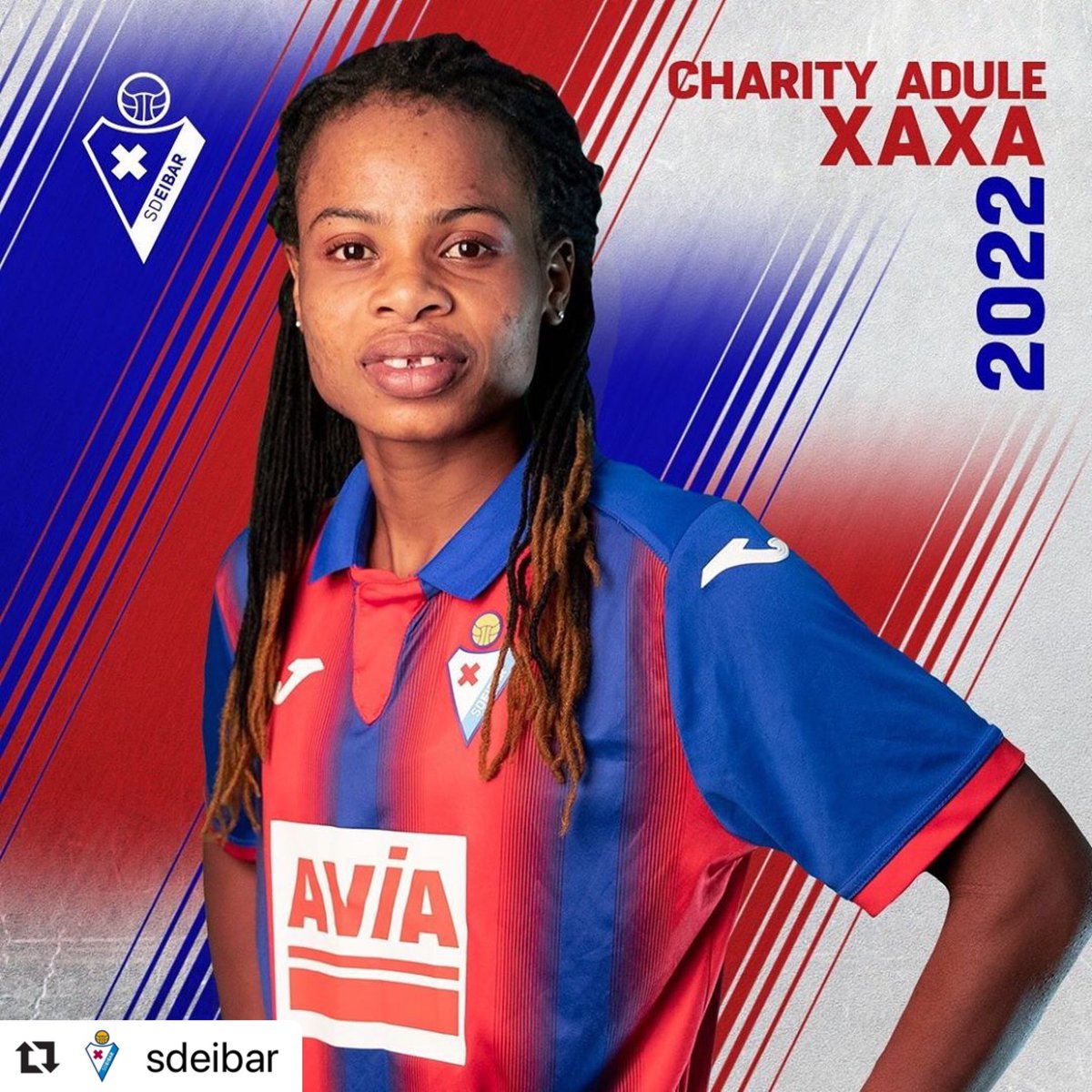 BPRepresents's tweet photo. FICHAJE ✍️

La delantera nigeriana Charity Adule (@charityadule ) renueva su compromiso con el @sdeibar 

Enhorabuena y mucha suerte 

Y también muchas gracias a @chrisatkinsagent por la colaboración, es un placer https://t.co/tfWUFtxLGJ