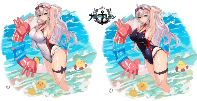 海の日なので、「アルジェリー」の「水着」ができる工程を公開します?#アズールレーン 