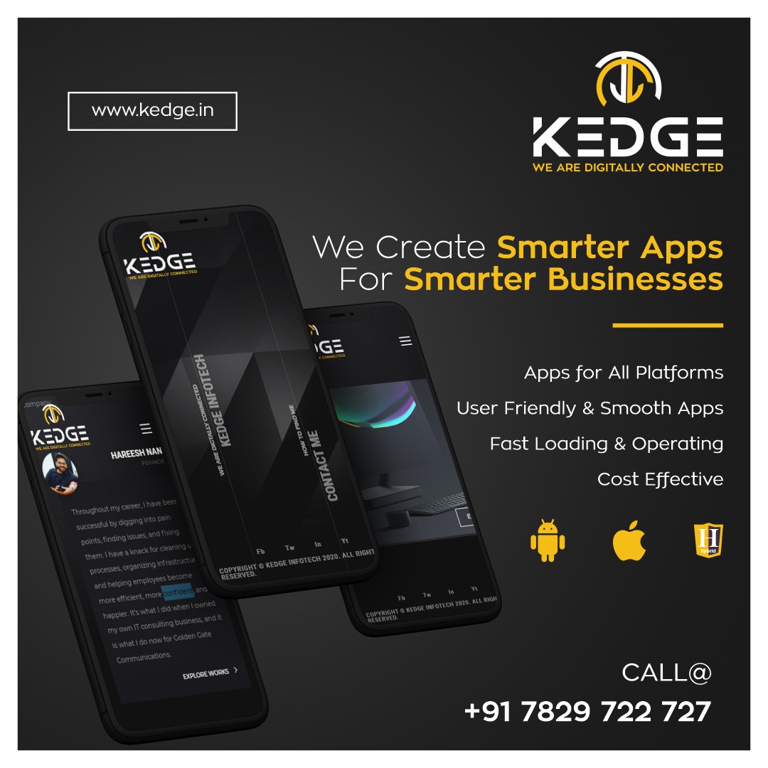 kedge_infotech's tweet image. #Mobile_App_Development_Services
We create smarter #apps for smarter #business.
E-mail us : info@kedge.in
Call us : +91 97434 1410
#mobileapps #mobileapplicationservices
#ios #androidapps #iosappservices #mobileappservice #softwarecompany #business #smartapps
