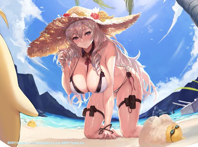 海の日なので、「アルジェリー」の「水着」ができる工程を公開します?#アズールレーン 