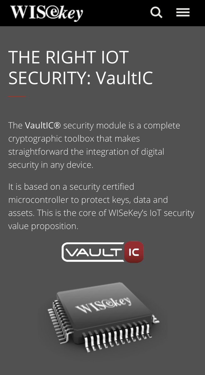 CreusMoreira's tweet photo. #WISeKey provides a unique #identity for #IoT devices in the form of an “IoT Birth Certificate” and protects this unique identity using its secure #VaultIC #semiconductor  https://t.co/3BcO4zyu2X https://t.co/R9ktkysNwi
