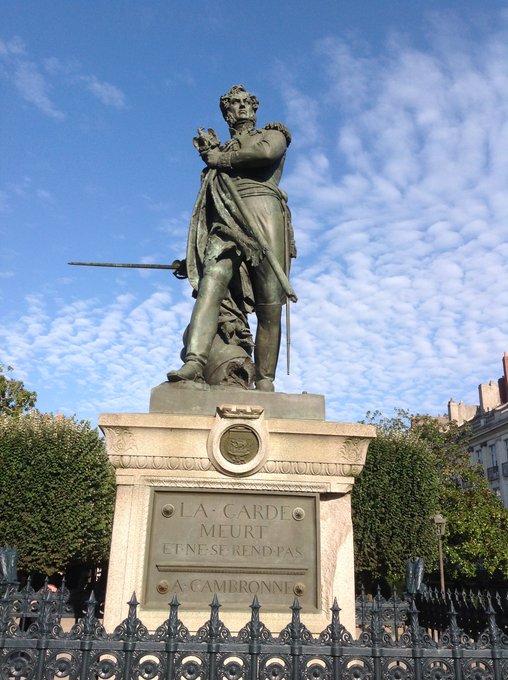 1792_1815's tweet photo. 23 juillet 1848 Inauguration de la statue du général Pierre #Cambronne (1770-1842) à #Nantes sur le cours qui porte son nom. La statue est l’œuvre du sculpteur #Debay, également créateur de la statue du maréchal #Oudinot à Bar-le-Duc. https://t.co/pnciPG1sE8