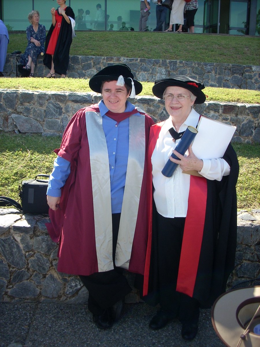I'm fast forwarding past us all growing up, Mum going to uni for the first time, and meeting her wonderful second husband, Robert. This is Mum getting her PhD from UQ in 2008. She was 71 at the time.