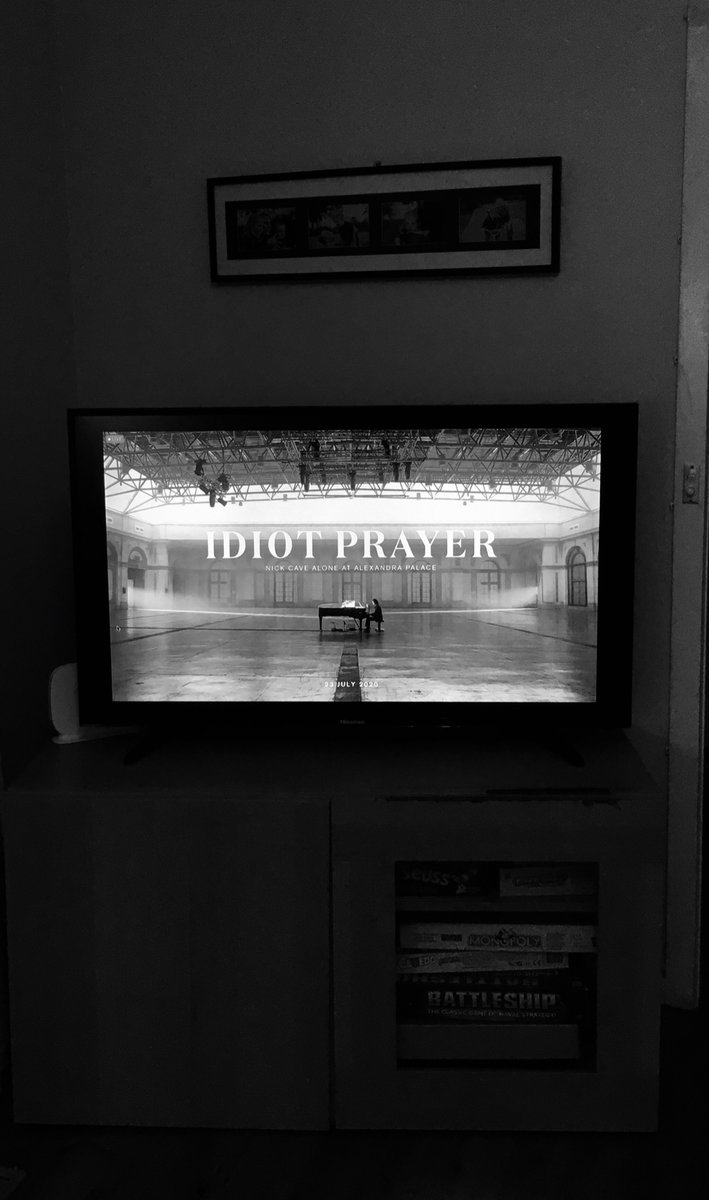 andrewwlaird's tweet photo. On the big screen and ready to go. CAN. NOT. WAIT. #IdiotPrayer #CaveAtHome @nickcave https://t.co/7i6pBhGuFG