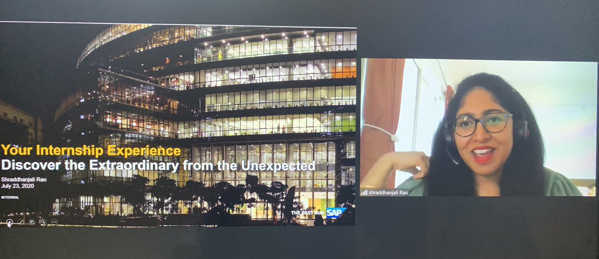 swathi_08's tweet photo. Leadership Connect Series it is! We have our very own @shraddhanjali_r Head HR, SAP INDIA sharing her insights and internship experience with #sapixp interns. #lookbeyond #embracedifferences #treasureexperiences @saplabsindia @LifeatSAP https://t.co/QE53U1CLul
