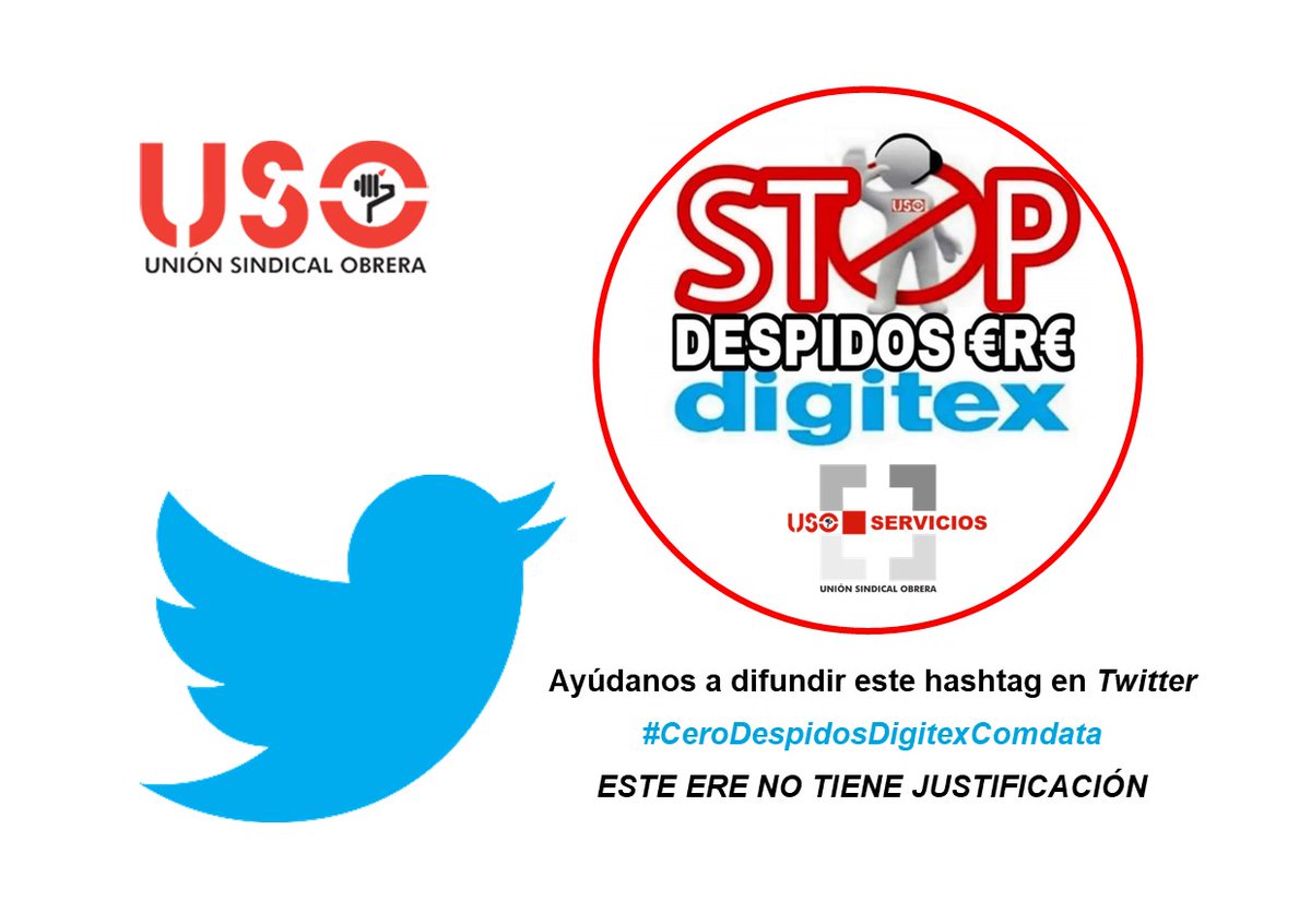 USO_Servicios's tweet photo. Los trabajadores de #Digitex inician sus movilizaciones contra los los 451 despidos anunciados por la empresa, totalmente injustificados. 
Ayúdanos a difundir en Twitter el hashtag 
#CeroDespidosDigitexComdata
Este #ERE no tiene justificación. #FSUSO https://t.co/36yfGZGX2p